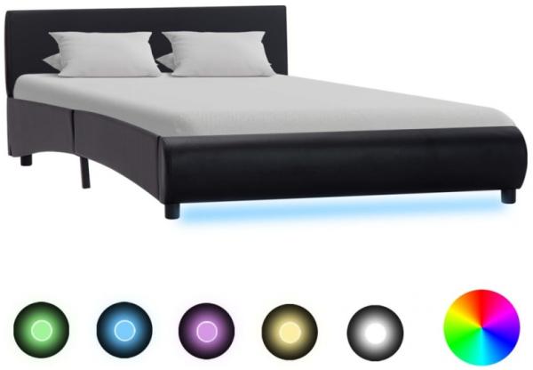 vidaXL Bettgestell mit LED Schwarz Kunstleder 120x200 cm, Mit Beleuchtung [285482]