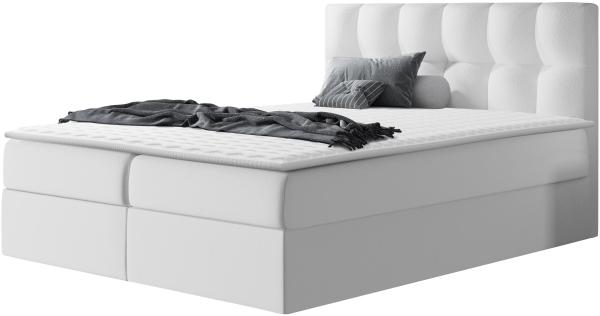 Boxspringbett Cleofas , Weiß, 200 x 200 cm, Kunstleder