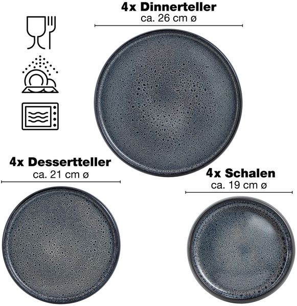 Moritz & Moritz SOLID 12tlg Geschirrset Anthrazit Bild 2