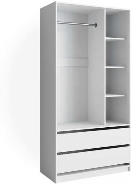 Kinderkleiderschrank Elmo Weiß 100 x 200 cm mit 2 Schubladen Vicco