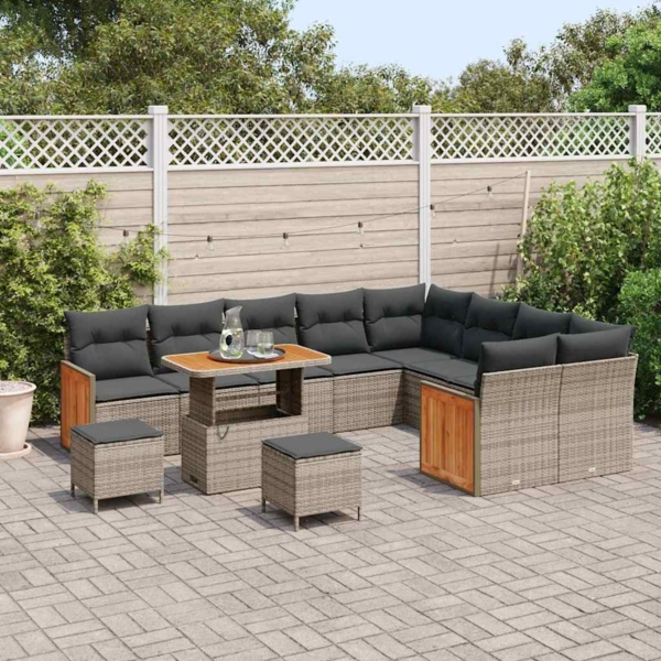 vidaXL Garten-Sofa-Set mit Kissen 12 pcs Grau 90 x 55 x 71 cm 3363348 Bild 2