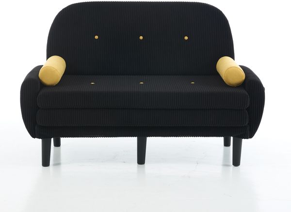 2-Sitzer Schlafsofa in Schwarz H 85 x T 133.5 x B 77 cm mit verstellbarer Rückenlehne und Cordbezug Bild 6