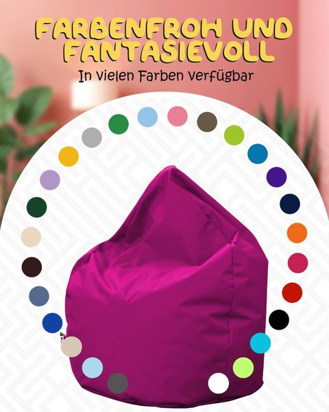 PATCH HOME Sitzsack Tropfenform – Jumbo – Himbeere, bequemer Sitzsack aus Luxus-Polyester-Gewebe, bereits befüllt Bild 5