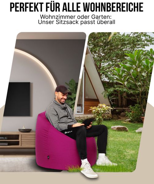 PATCH HOME Sitzsack Tropfenform – Jumbo – Himbeere, bequemer Sitzsack aus Luxus-Polyester-Gewebe, bereits befüllt Bild 4