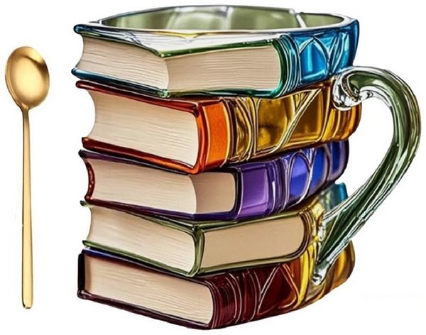 Novzep Tasse 300ml Bemalter Buchbecher/Kaffeebecher/3D-Buchbecher, 1-tlg, für Buchclub Schriftsteller