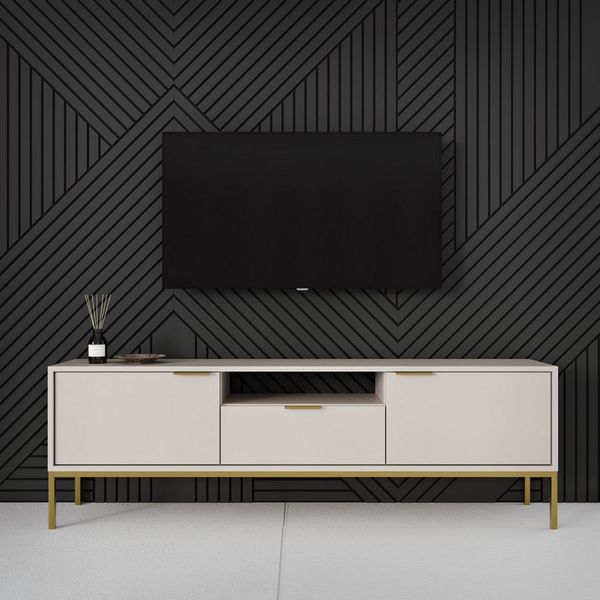Raumhirsch Furniture Lowboard stehend - TV Schrank Austin 135 / 175 cm (TV-Board, Lowboard mit 2 Türen, 1 Schublade und 1 Ablage), modernes Design, robuste Laminatplatte, elegante Metallgriffe