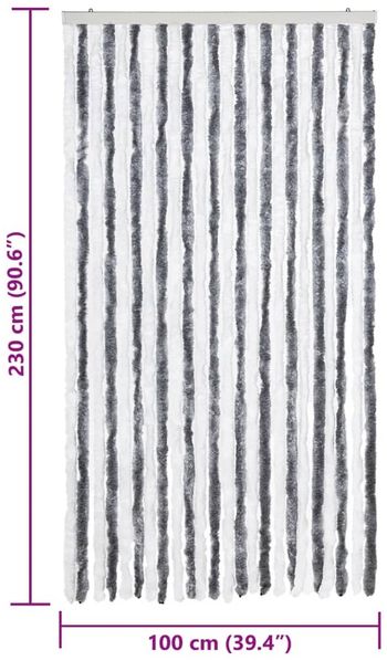 vidaXL Fliegenvorhang Grau und Weiß 100x230 cm Chenille 377370 Bild 7