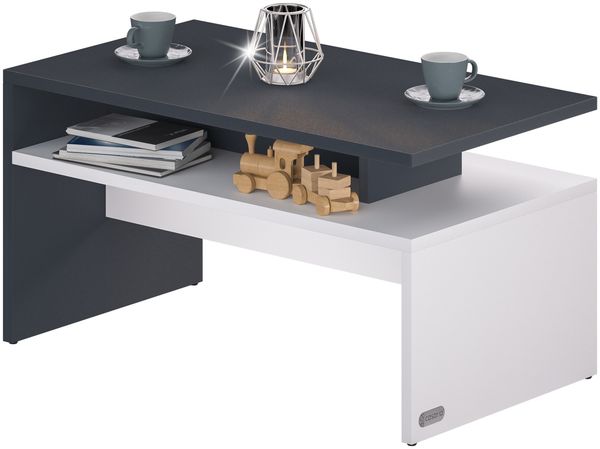 CASARIA® Couchtisch mit Ablage Stauraum Anthrazit Weiß Wohnzimmertisch Bild 7