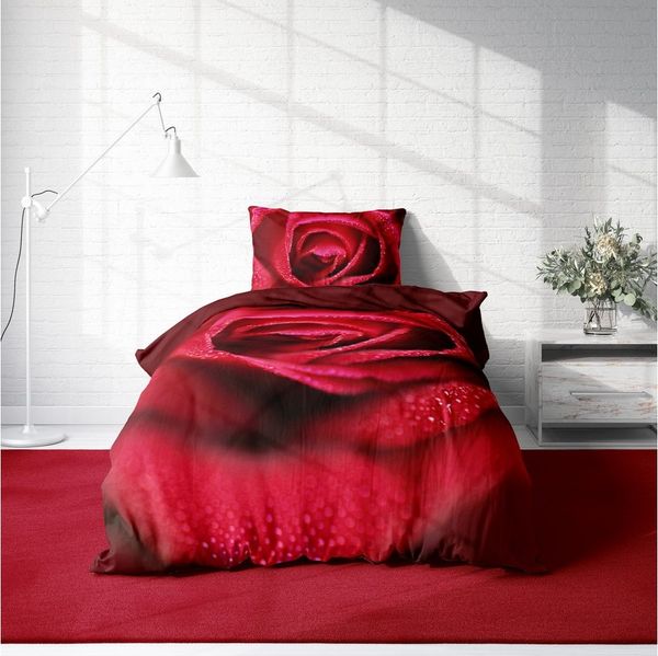 One Home Bettwäsche Fotodruck, Mikrofaser, 2 teilig, Rose Liebe Rosen, Knitterfrei Weich für Sommer und Winter
