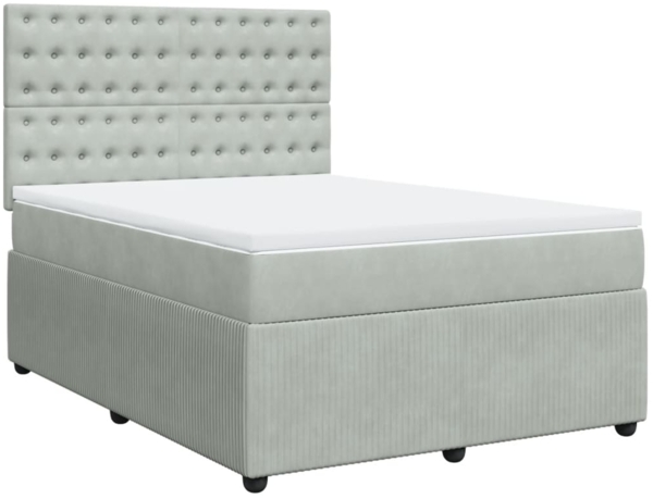 vidaXL Boxspringbett mit Matratze Hellgrau 160x200 cm Samt 3292394