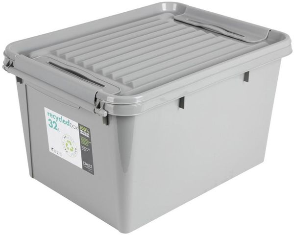 Aufbewahrungsbox Recycled Deckel 32 L hellgrau Universal Spielzeugkiste