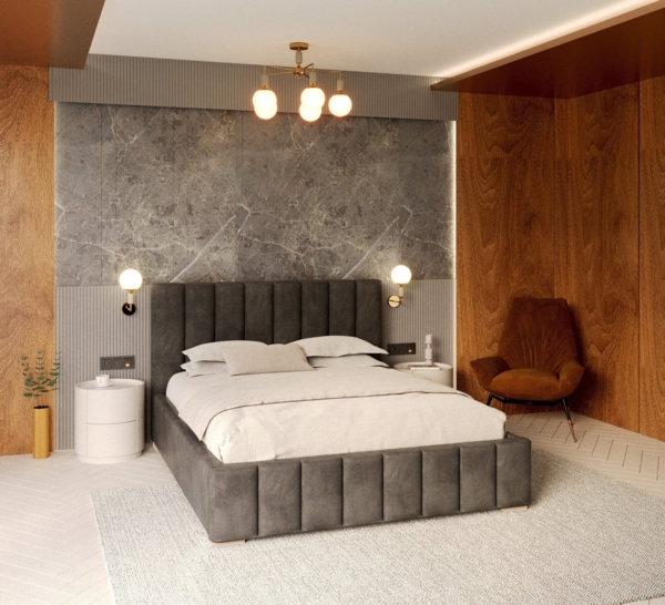 thematys Polsterbett Bett Stauraumbett Velours 90x200, 120x200, 140x200, 160x200, 180x200cm (MADE IN EU - mit hochwertigem Velours Bezug, Bettrahmen, Bett, Optional mit Matratze bestellbar, mit großen gepolsterten Kopfteil, mit Bettkasten zum aufklappe... Bild 3