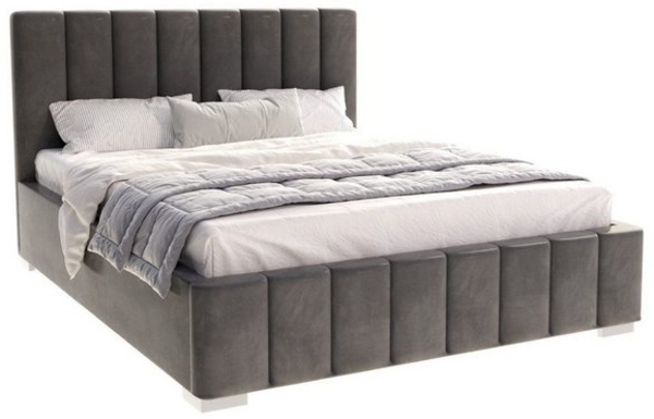 thematys Polsterbett Bett Stauraumbett Velours 90x200, 120x200, 140x200, 160x200, 180x200cm (MADE IN EU - mit hochwertigem Velours Bezug, Bettrahmen, Bett, Optional mit Matratze bestellbar, mit großen gepolsterten Kopfteil, mit Bettkasten zum aufklappe... Bild 4