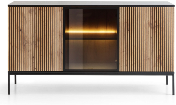 Kommode Sideboard Sento 154x39x83cm schwarz Wotan Eiche MDF