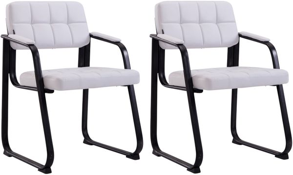 CLP 2er Set Besucherstühle Canada B Kunstleder mit Armlehne,weiß