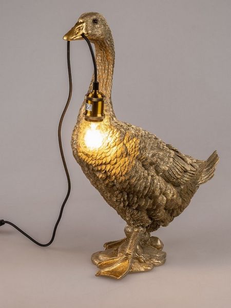 formano Tischleuchte Antik, mit Kabel, Gold, Gans, H: 60cm