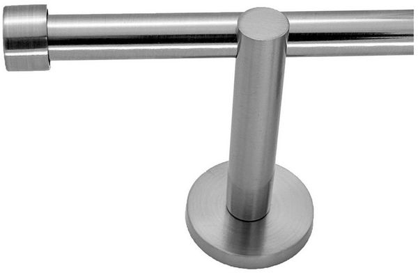 BASIT Gardinenstange Rohr Edelstahl 16 mm mit Wandträgern 120 cm E16, Ø 16 mm, 1-läufig, verschraubt, Edelstahl, H10 120 cm E16 Kappe