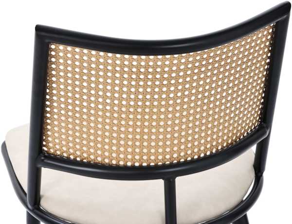 Rattanstuhl 6er-Set mit Kunstleder-Sitzkissen, leichtem Design & Metallgestell – Esszimmerstuhl im natürlichen Look Bild 10