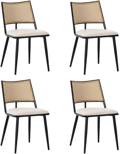 Rattanstuhl 6er-Set mit Kunstleder-Sitzkissen, leichtem Design & Metallgestell – Esszimmerstuhl im natürlichen Look Bild 8