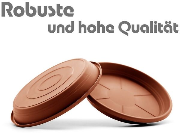 BigDean 10 Stück Blumentopf Untersetzer Ø 19,5 cm in Terracotta – Topfuntersetzer aus robustem Kunststoff & Made in Europe