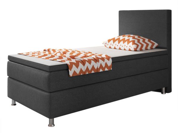 Boxspringbett 'Berlin', Boxspring Optik, Webstoff anthrazit, 90x200 cm