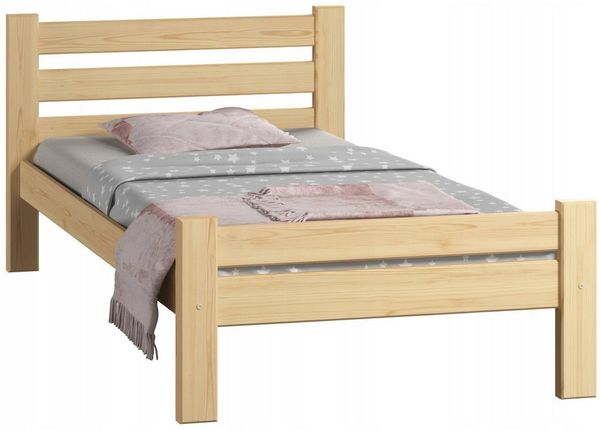 Home Collective Bettgestell Massivholzbett, Einzelbett mit Lattenrost & sicherem Lack, 210 x 102 x 72 cm, Kiefer Natur