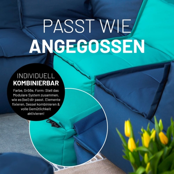 Lumaland Sitzsack-Sofa, Polyester, Sessel, Türkis, 70 x 72 x 96 cm Bild 7