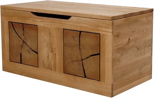 Truhenbank >KM-0660< in braun aus Wildeiche massiv geölt - 80x40x40cm (BxHxT)
