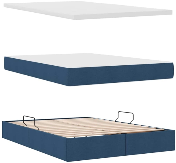 vidaXL Aufbewahrungsbett mit Matratze Blau 140x200 cm Kunstleder 3371726 Bild 7