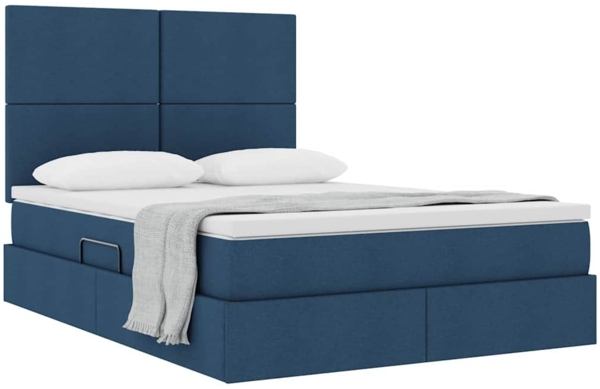 vidaXL Aufbewahrungsbett mit Matratze Blau 140x200 cm Kunstleder 3371726 Bild 2