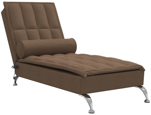 vidaXL Massage-Chaiselongue mit Nackenrolle Braun Stoff 379446