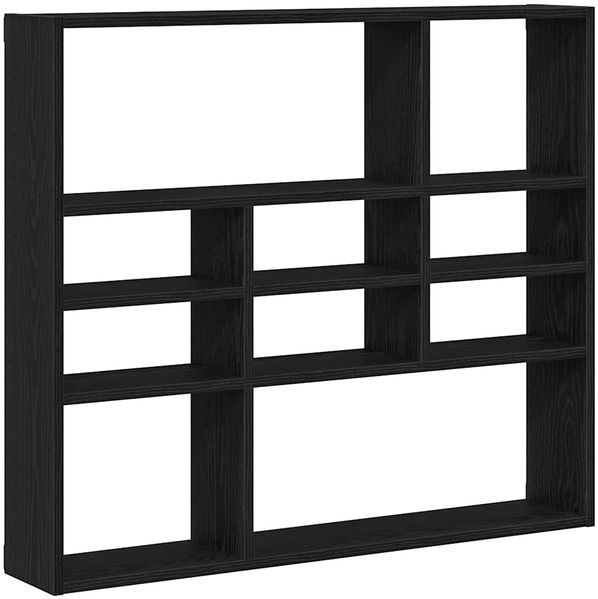 Wandregal, Hängeregal Schwarz Eichen-Optik 90x16x78 cm Holzwerkstoff de6347