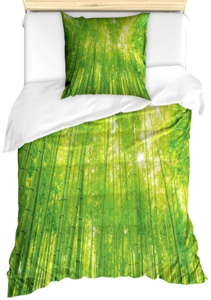 Abakuhaus Bettwäsche Milbensicher Allergiker geeignet mit Kissenbezug, Microfaser, Grün Exotische Tiere Pflanzen Bild 3