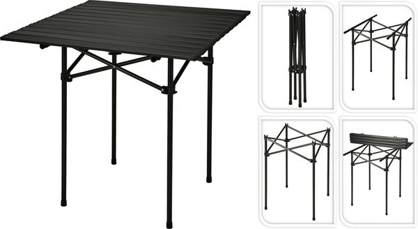 Koopman Gartentisch Campingtisch Falttisch Alu Lamellen 71 x 70 x 70 cm Urlaub Reise Tasche (1-St), Aluminium, Lamellen, 71 x 70 x 70 cm, Ziehharmonika, Inkl. Tragetasche