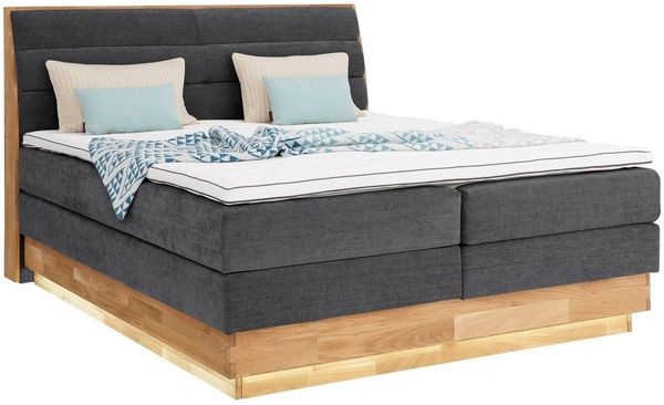 OTTO home Boxspringbett JENNA in verschiedenen Farben und Breiten erhältlich, LED-Beleuchtung, mit zertifizierten, recycelten Bezugsstoffen