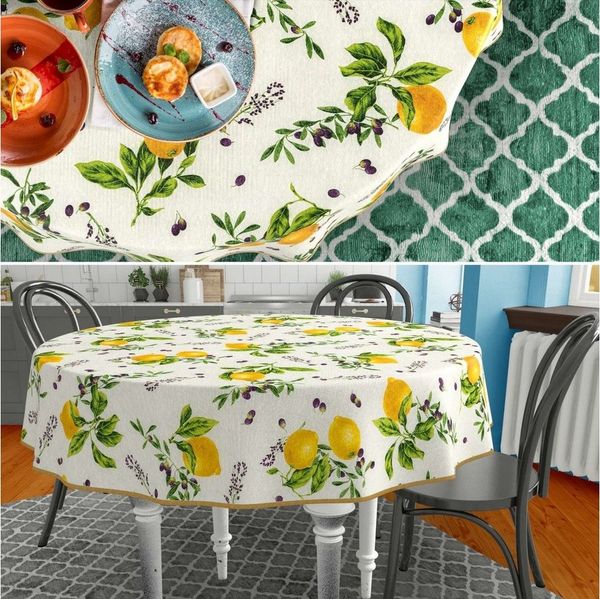 ANRO Tischdecke mit Tee und Kaffee aus Textil Tischtuch mit Beschichtung Tischwäsche (Einzelstück 1-tlg), auch als Gartentischdecke - mit Schutzschicht