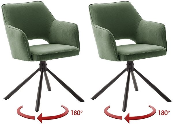 Armlehnstuhl >LUZON< (2-er Set) in Olive, Polyester/Polyamid - 61x85x61 (BxHxT)