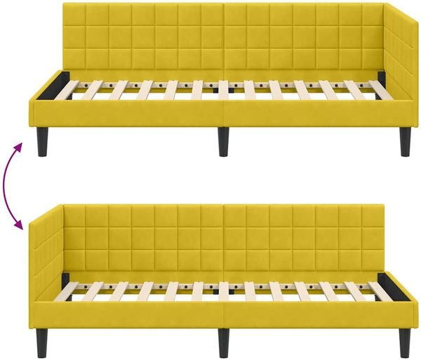 vidaXL Eckbettgestell mit Kopfteil Gelb 100 cm x 200 cm Samt 42016444 Bild 9