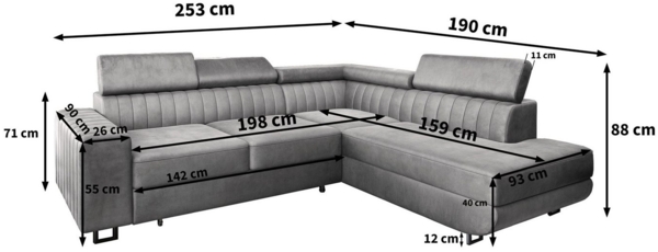 Masseno Ecksofa NOLA mit Schlaffunktion L-Form, Sofa mit Bettkasten Bild 2