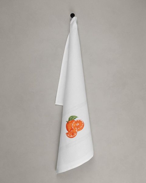 Vista Portuguese Geschirrtuch Orange mit exklusiver Stickerei, 100 % Baumwolle