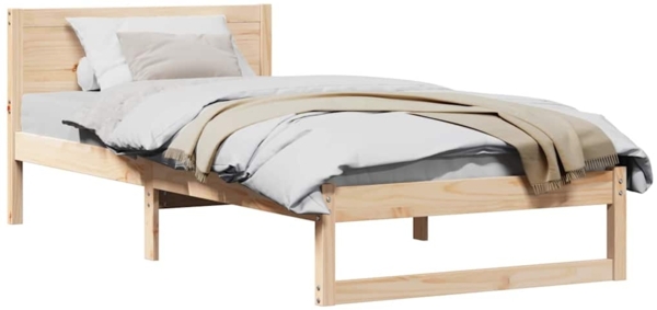 vidaXL Bettrahmen mit Kopfteil Natur 80 x 200 cm Massives Kiefernholz 873292 Bild 2