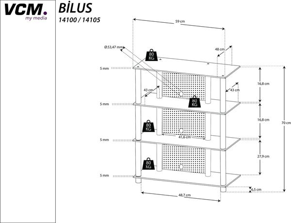 VCM Bilus 14100 H. 70 x B. 59 x T. 48 cm Bild 2