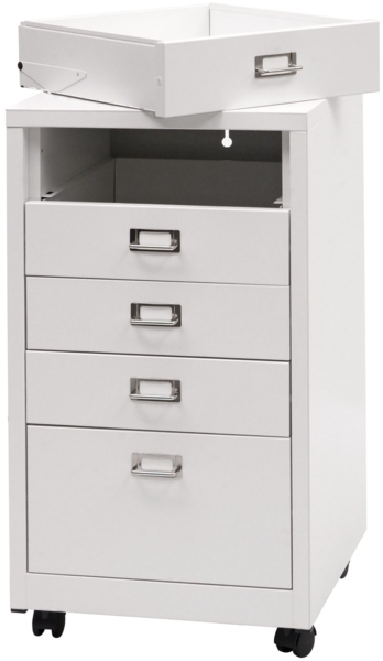 Rollcontainer HWC-L49, Schubladenschrank Stahlschrank Aktenschrank, Metall 75x40x41cm 5 Schubladen ~ weiß Bild 6