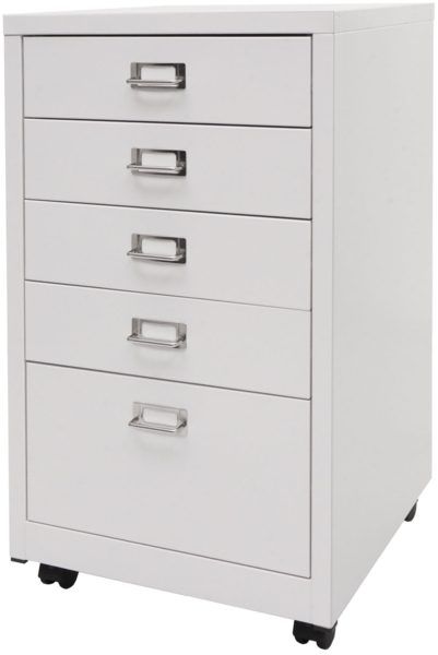 Rollcontainer HWC-L49, Schubladenschrank Stahlschrank Aktenschrank, Metall 75x40x41cm 5 Schubladen ~ weiß Bild 7