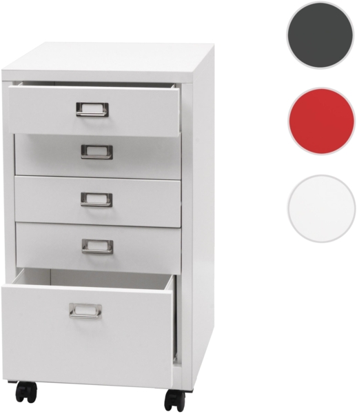 Rollcontainer HWC-L49, Schubladenschrank Stahlschrank Aktenschrank, Metall 75x40x41cm 5 Schubladen ~ weiß Bild 9