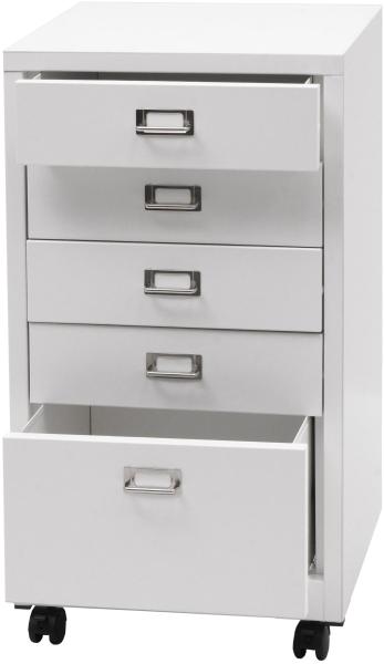 Rollcontainer HWC-L49, Schubladenschrank Stahlschrank Aktenschrank, Metall 75x40x41cm 5 Schubladen ~ weiß Bild 8