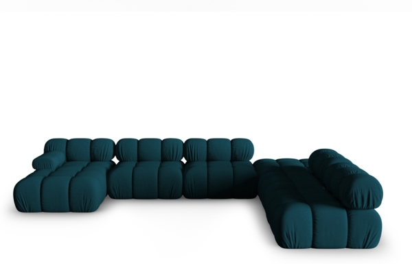 Micadoni Modulares Panorama Ecksofa Bellis 7-Sitzer Rechts 3D-Stoff Sonic Marineblau