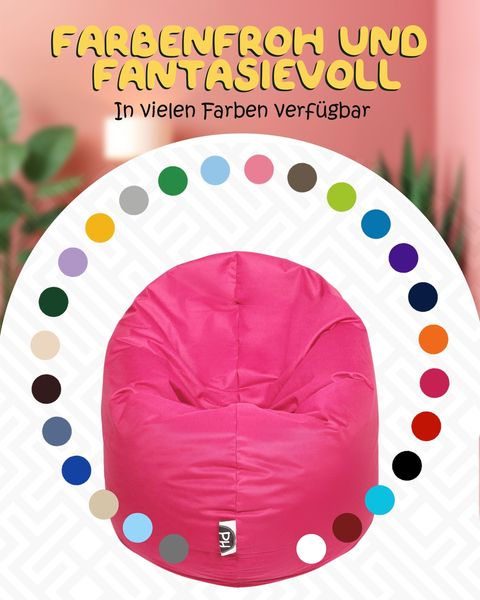 PATCH HOME 2 in 1 Sitzsack Sessel – Ø125 cm – Pink, bequemer Sitzsack aus Luxus-Polyester-Gewebe, bereits befüllt Bild 5
