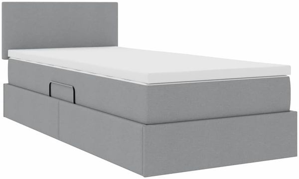 vidaXL Bett mit Stauraum und LED mit LED Hellgrau 100 x 200 cm Stoff 3371061 Bild 6