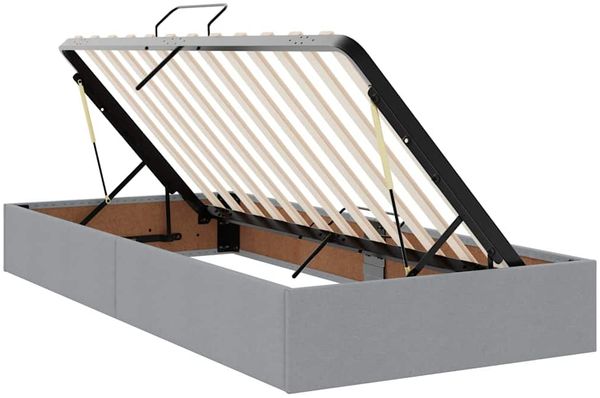 vidaXL Bett mit Stauraum und LED mit LED Hellgrau 100 x 200 cm Stoff 3371061 Bild 7